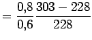 $\displaystyle = \displaystyle\frac{0.8}{0.6}\frac{303-228}{228}$