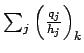 $ \sum_j\left(\frac{q_j}{h_j}\right)_k$